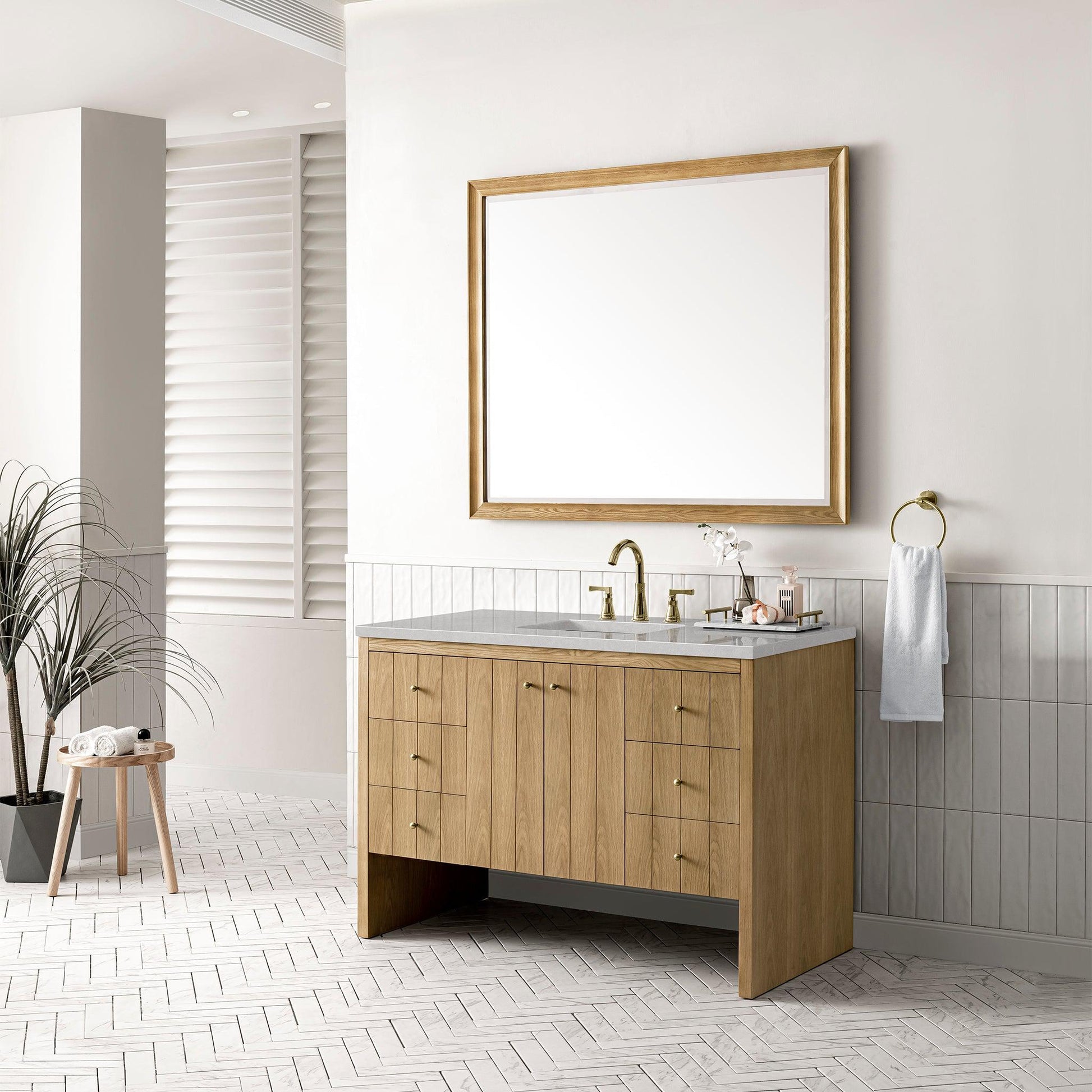 James Martin Vanities Hudson 48" Light Natural Oak Single Vanity With 3cm Eternal Serena Top