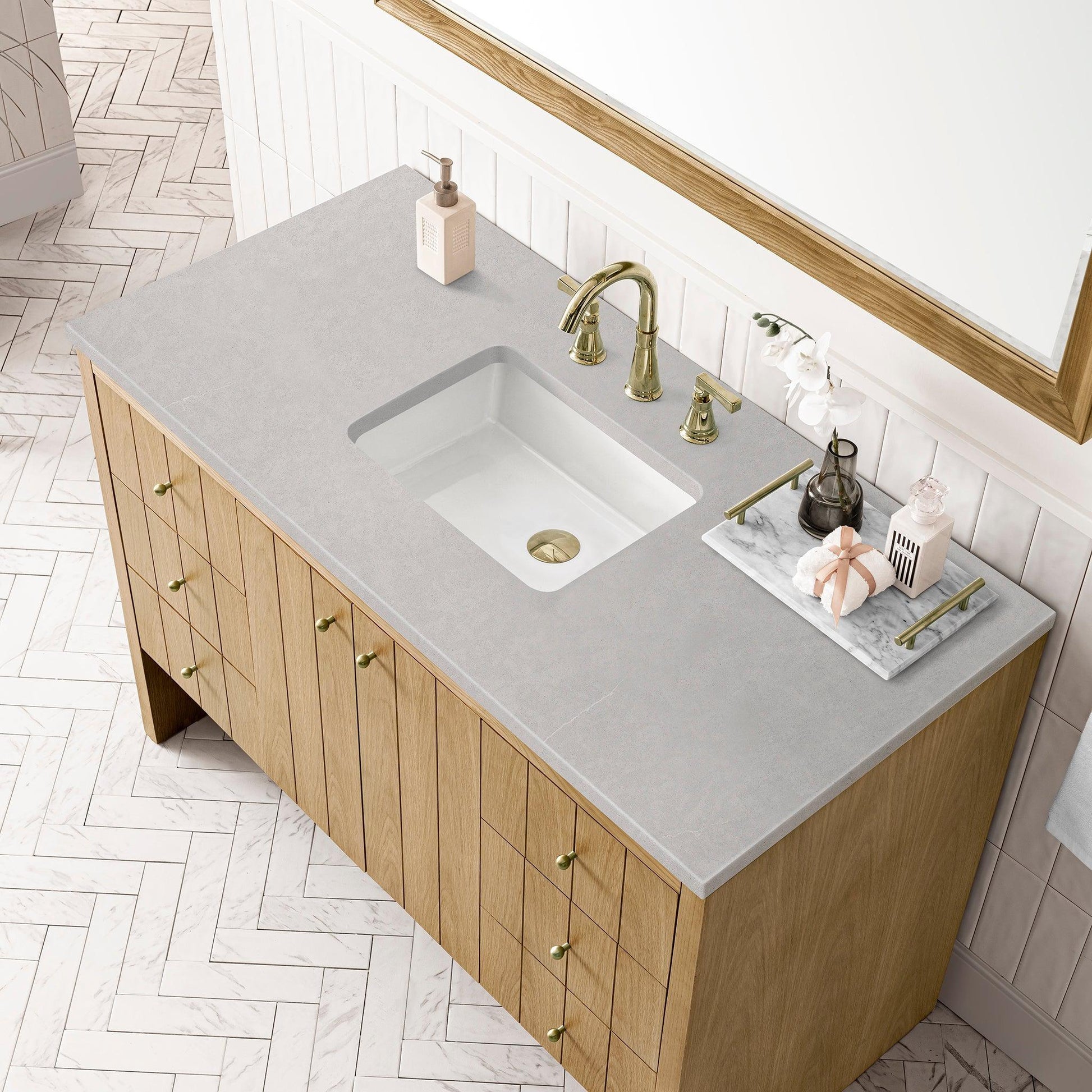 James Martin Vanities Hudson 48" Light Natural Oak Single Vanity With 3cm Eternal Serena Top