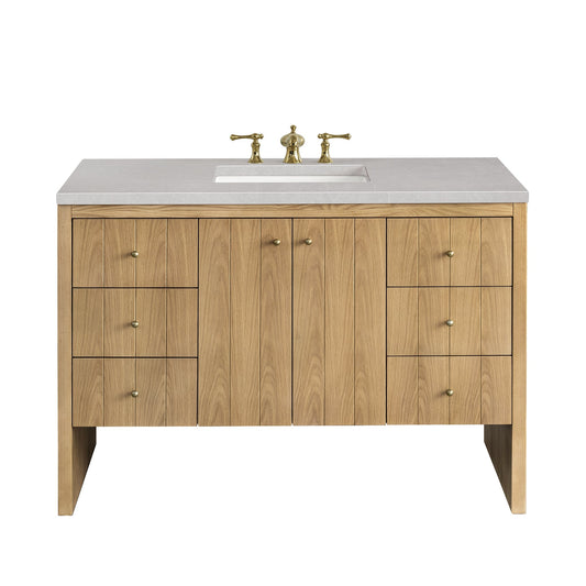 James Martin Vanities Hudson 48" Light Natural Oak Single Vanity With 3cm Eternal Serena Top