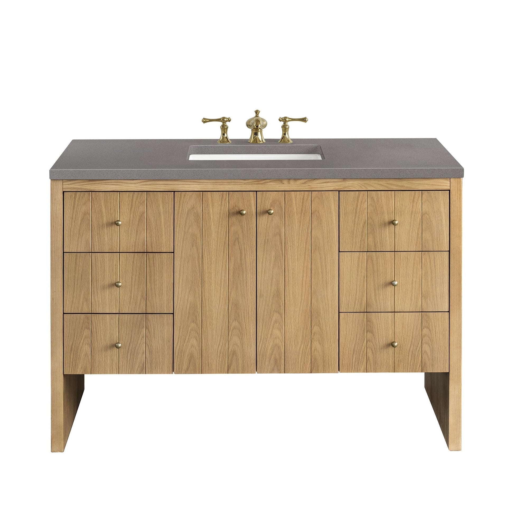 James Martin Vanities Hudson 48" Light Natural Oak Single Vanity With 3cm Grey Expo Top