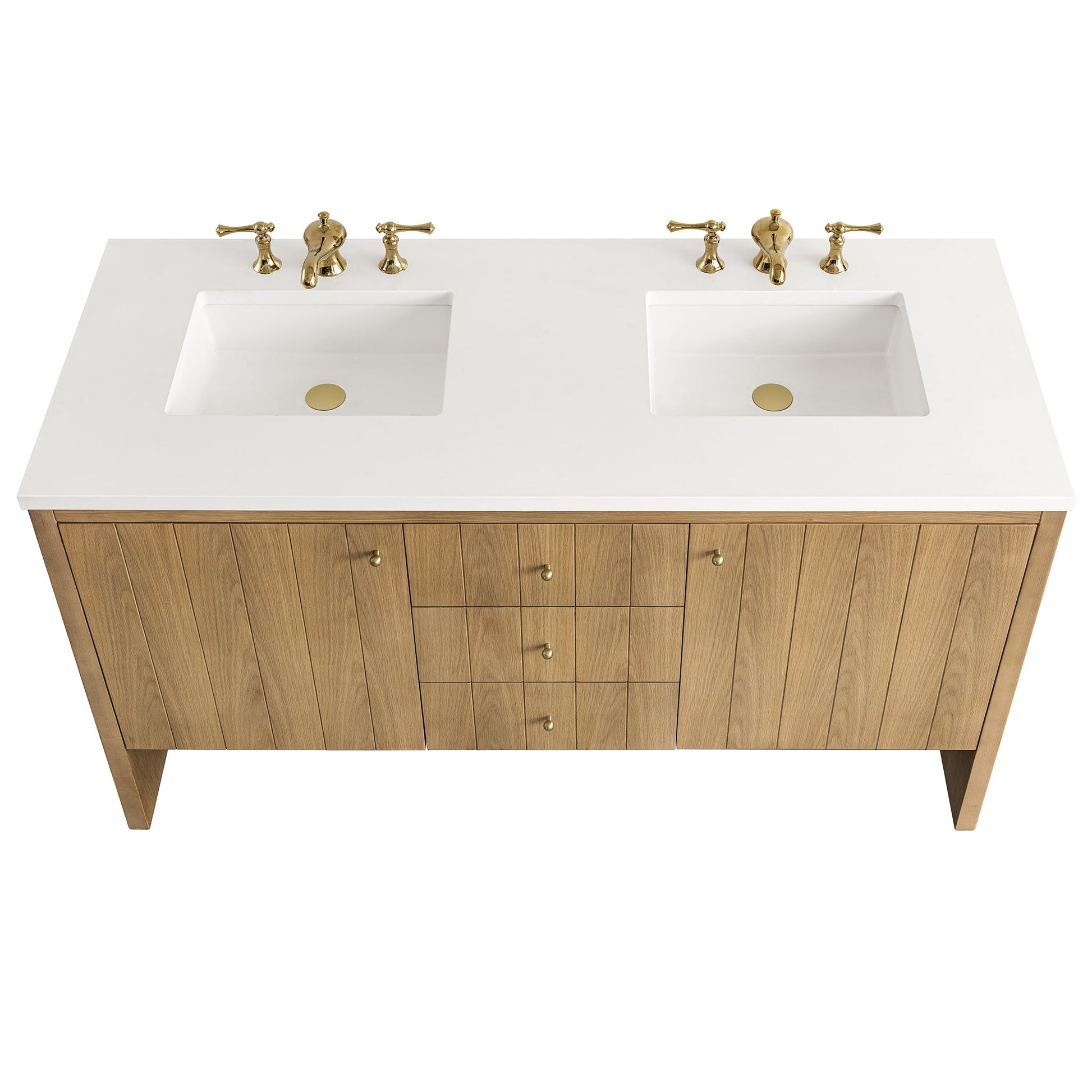 James Martin Vanities Hudson 60" Light Natural Oak Double Vanity