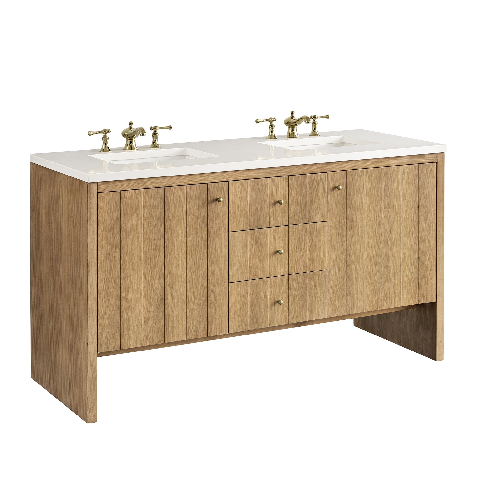 James Martin Vanities Hudson 60" Light Natural Oak Double Vanity