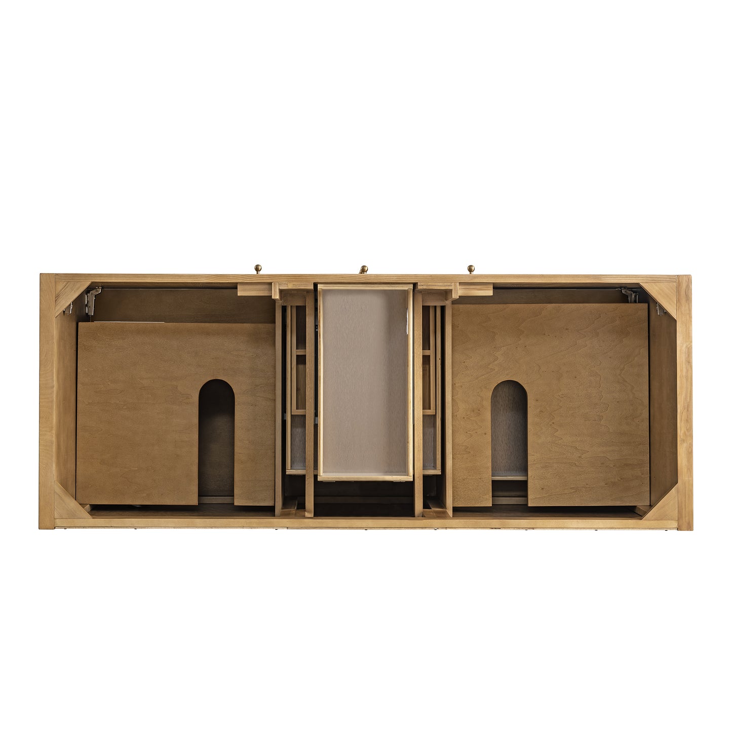 James Martin Vanities Hudson 60" Light Natural Oak Double Vanity With 3 cm Victorian Silver Top and FreePower Wireless Charger