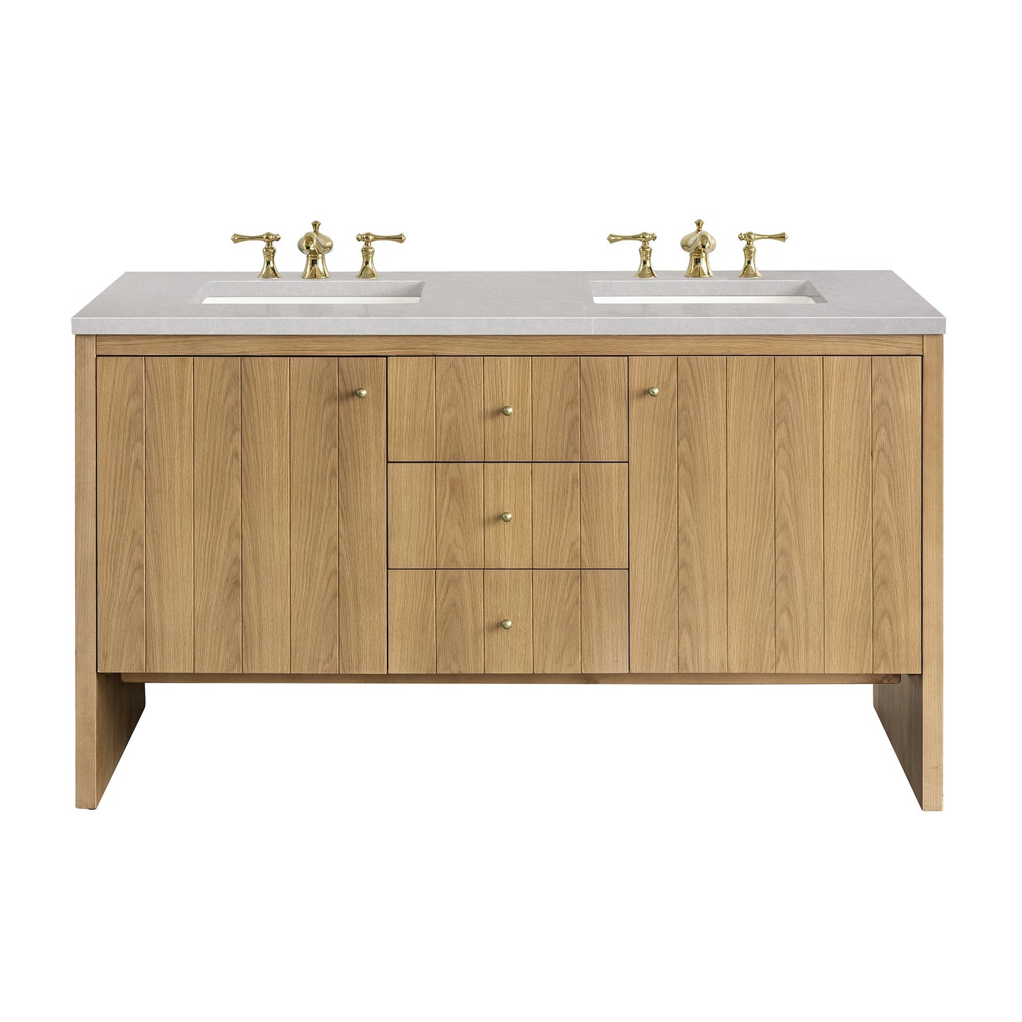 James Martin Vanities Hudson 60" Light Natural Oak Double Vanity With 3cm Eternal Serena Top