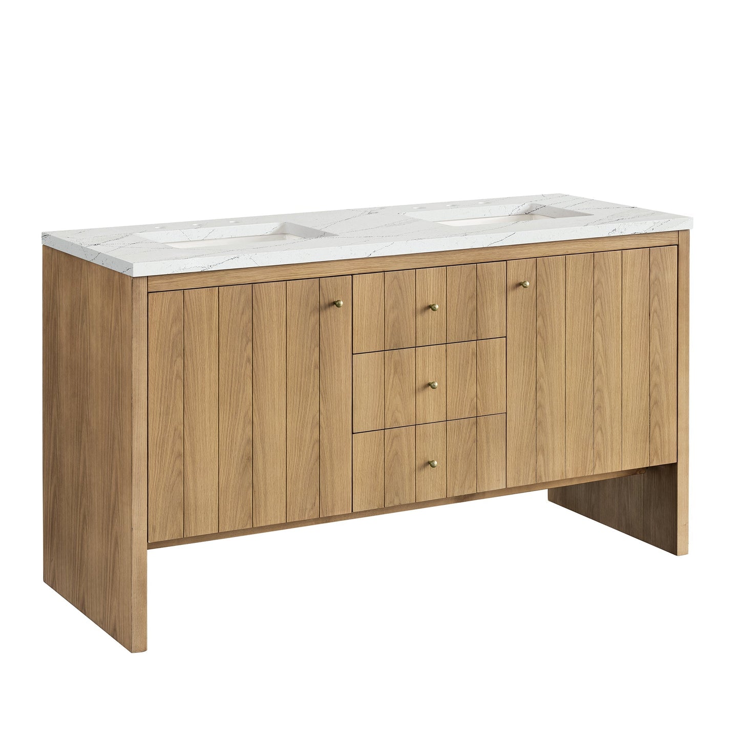 James Martin Vanities Hudson 60" Light Natural Oak Double Vanity With 3cm Ethereal Noctis Top