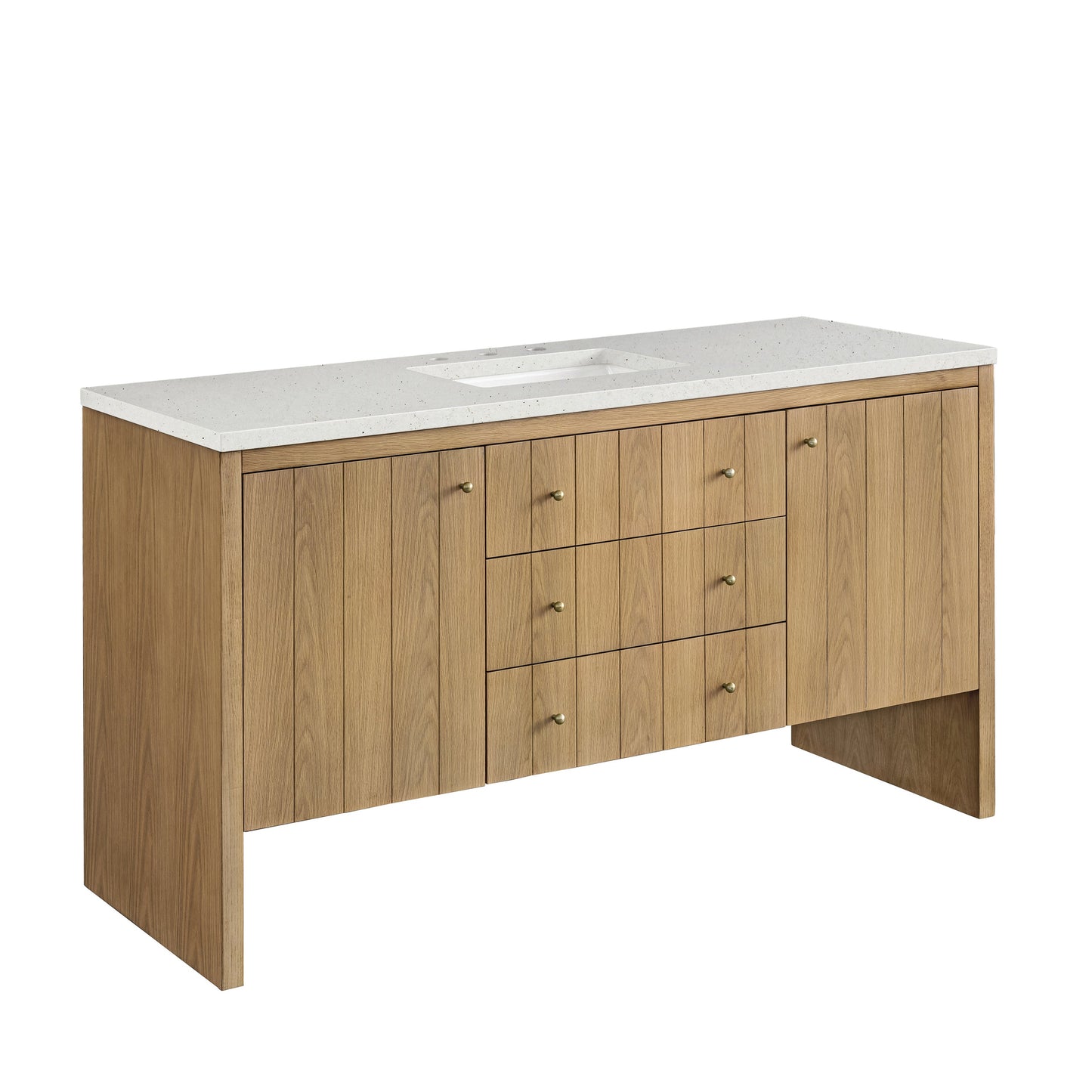 James Martin Vanities Hudson 60" Light Natural Oak Single Vanity With 3 cm Lime Delight Top