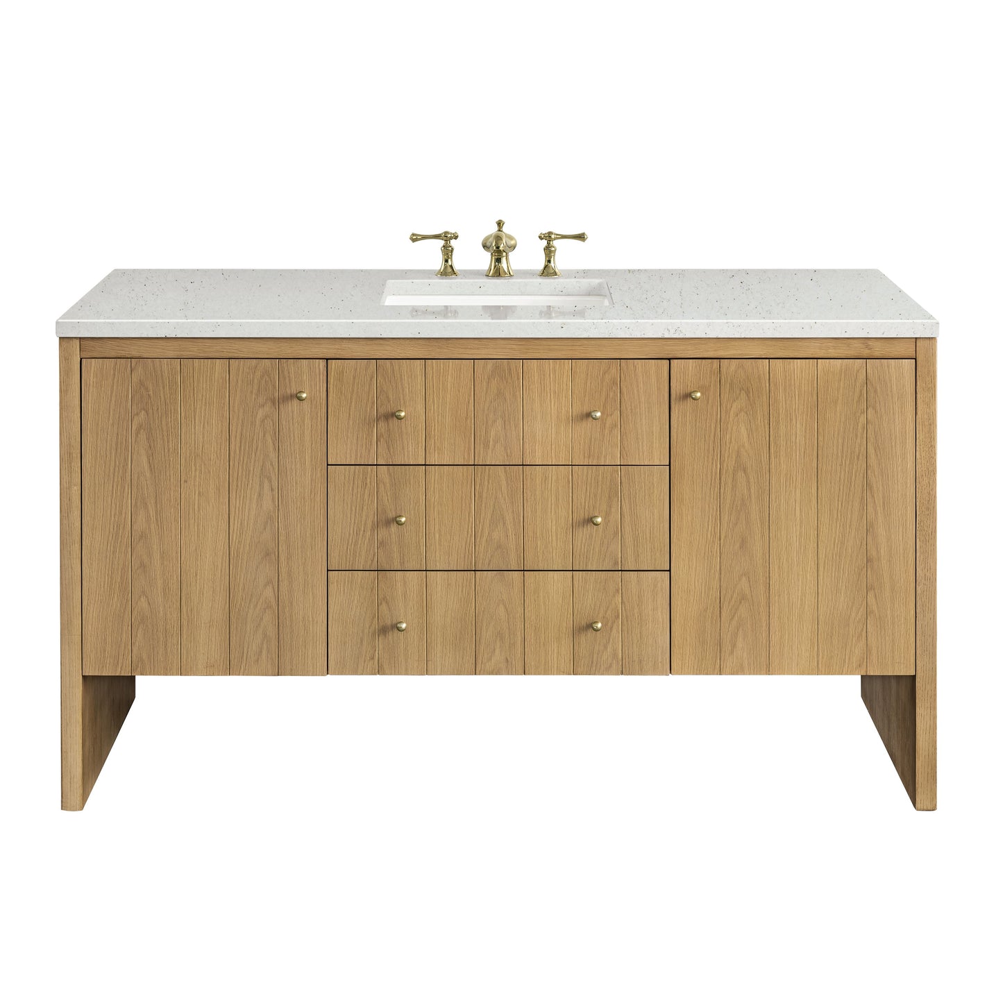 James Martin Vanities Hudson 60" Light Natural Oak Single Vanity With 3 cm Lime Delight Top