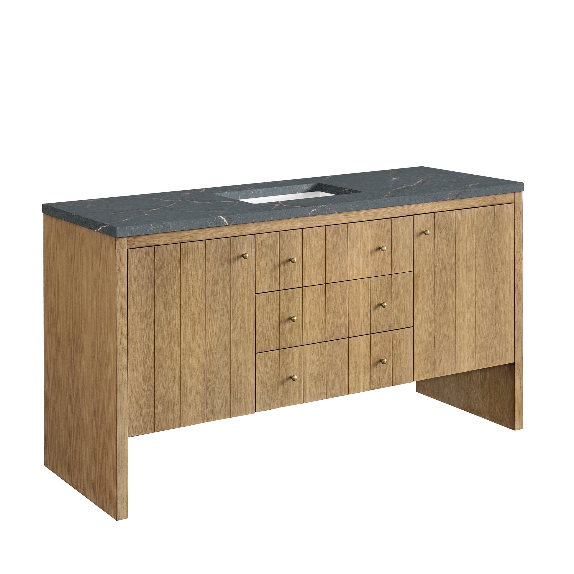 James Martin Vanities Hudson 60" Light Natural Oak Single Vanity With 3 cm Parisien Bleu Top