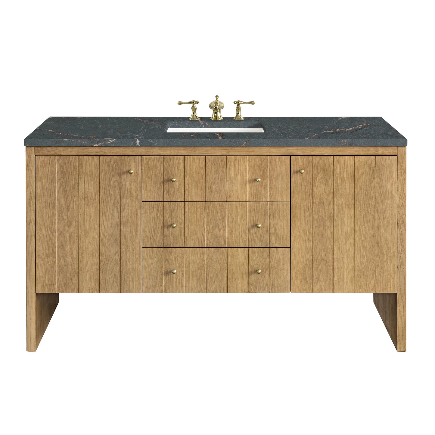 James Martin Vanities Hudson 60" Light Natural Oak Single Vanity With 3 cm Parisien Bleu Top