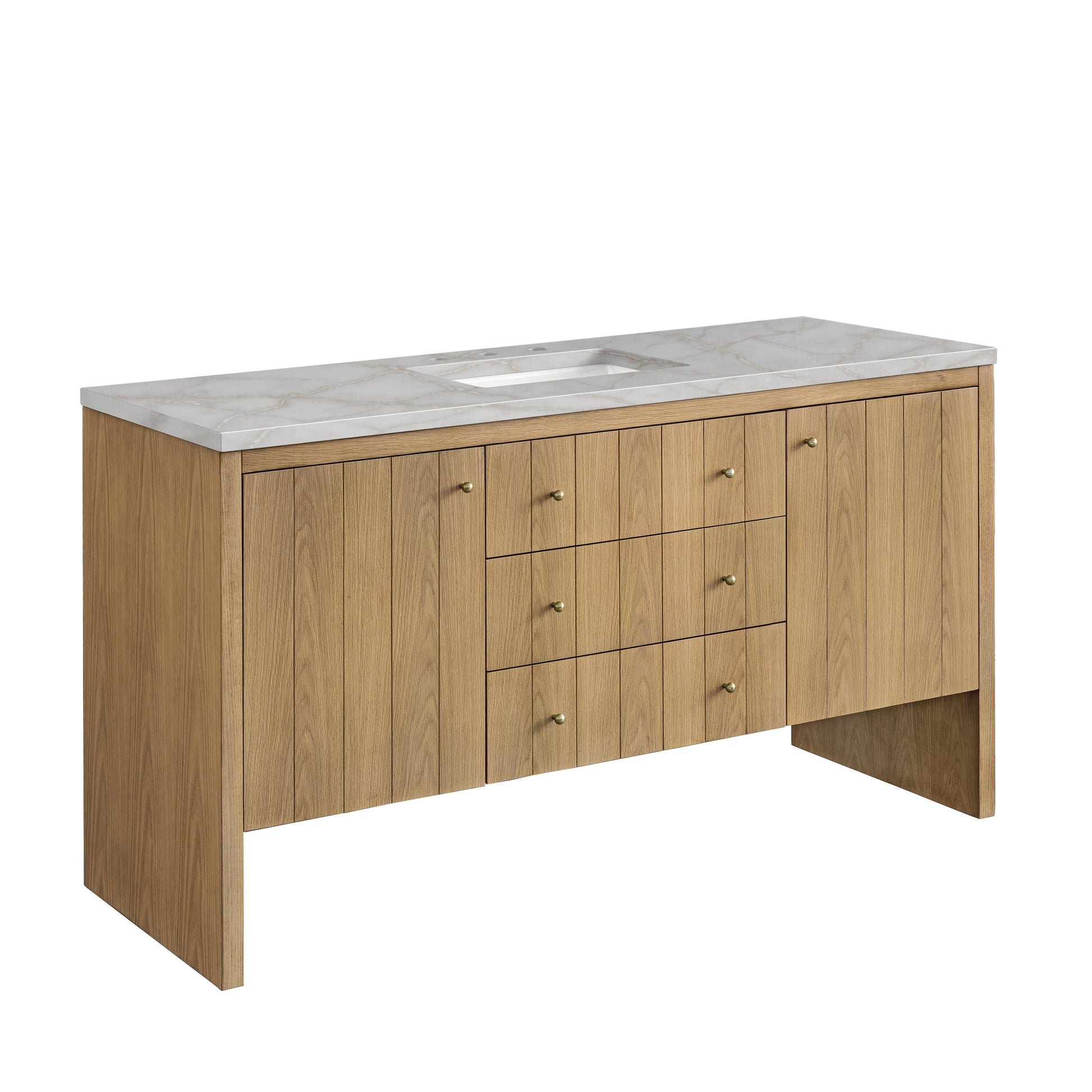 James Martin Vanities Hudson 60" Light Natural Oak Single Vanity With 3 cm Victorian Silver Top