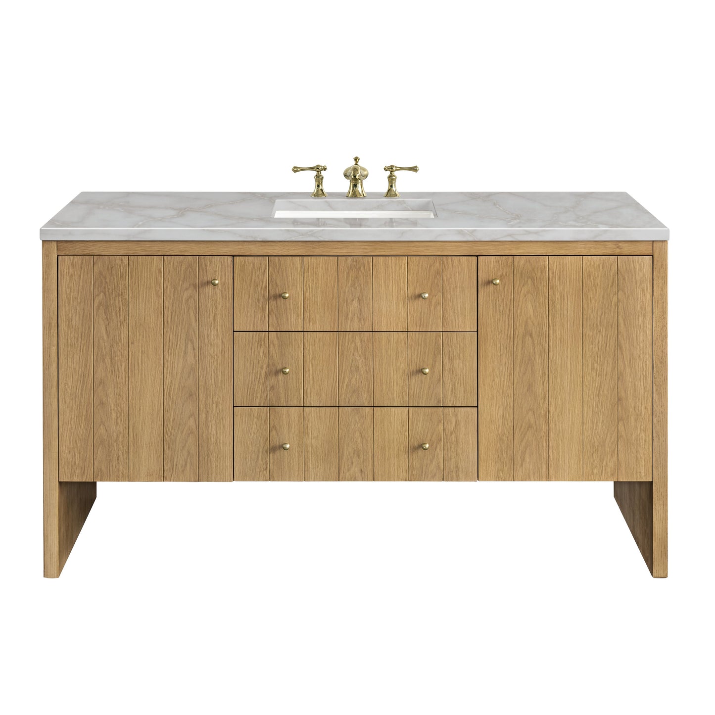 James Martin Vanities Hudson 60" Light Natural Oak Single Vanity With 3 cm Victorian Silver Top