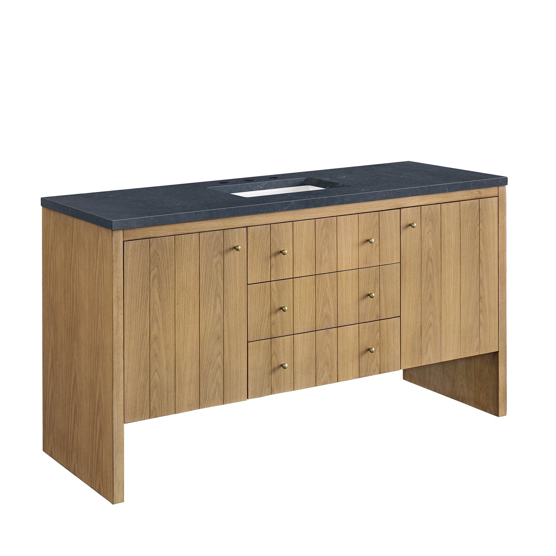 James Martin Vanities Hudson 60" Light Natural Oak Single Vanity With 3cm Charcoal Soapstone Top