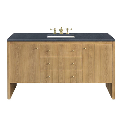 James Martin Vanities Hudson 60" Light Natural Oak Single Vanity With 3cm Charcoal Soapstone Top