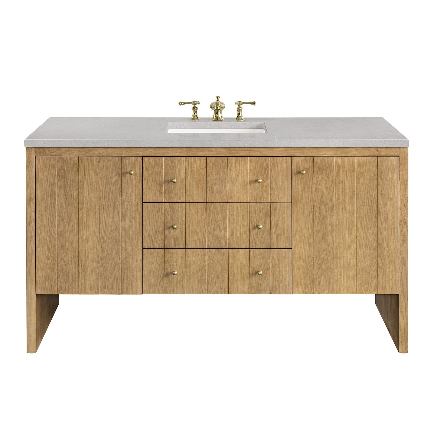 James Martin Vanities Hudson 60" Light Natural Oak Single Vanity With 3cm Eternal Serena Top