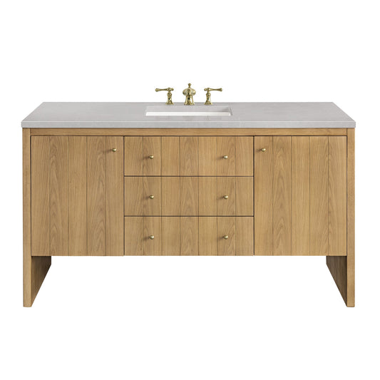 James Martin Vanities Hudson 60" Light Natural Oak Single Vanity With 3cm Eternal Serena Top