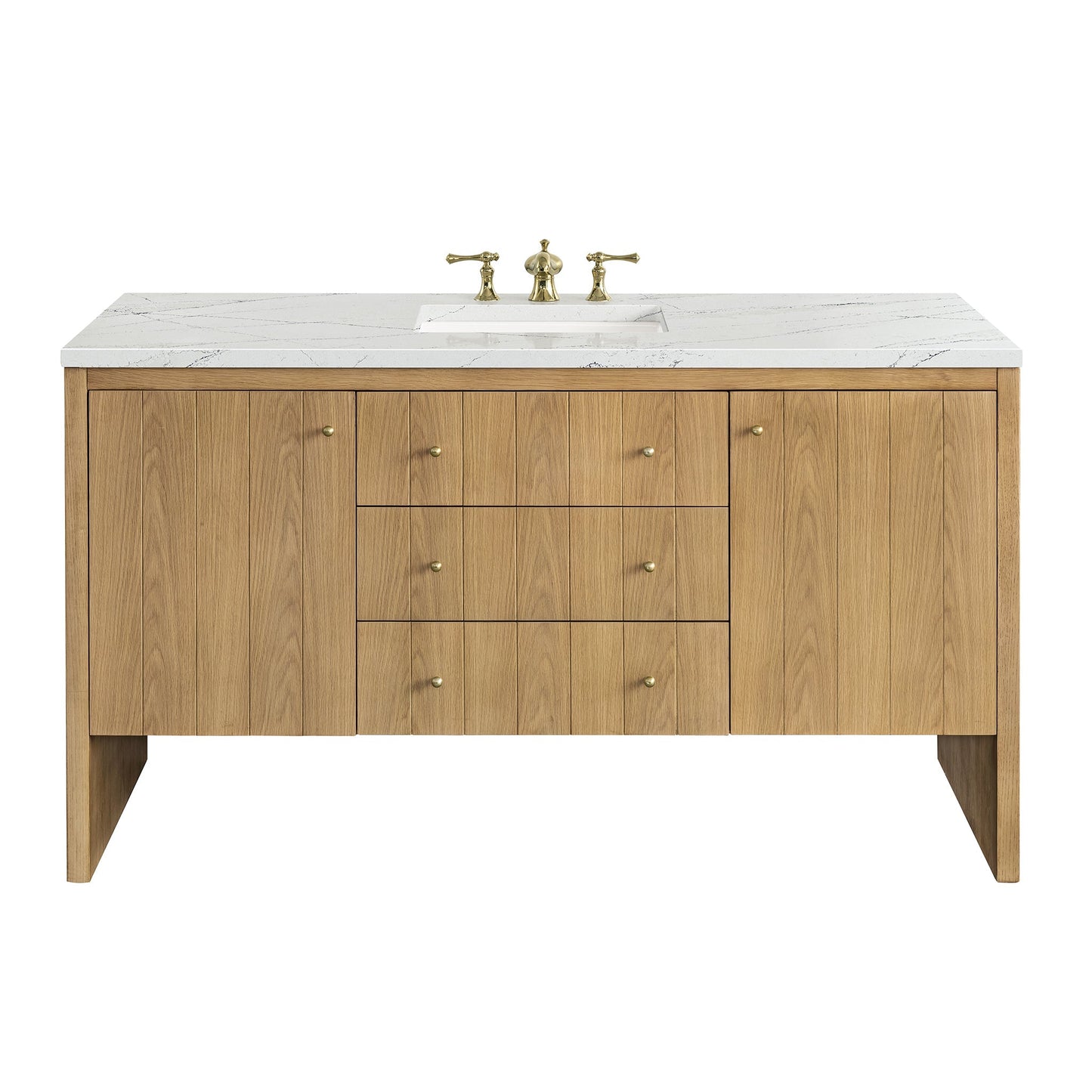 James Martin Vanities Hudson 60" Light Natural Oak Single Vanity With 3cm Ethereal Noctis Top