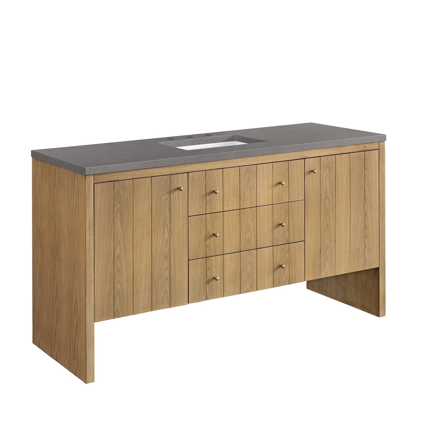 James Martin Vanities Hudson 60" Light Natural Oak Single Vanity With 3cm Grey Expo Top