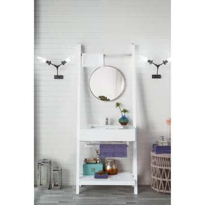 James Martin Vanities Lakeside 30" Glossy White Single Vanity With Arctic Fall Solid Surface Top