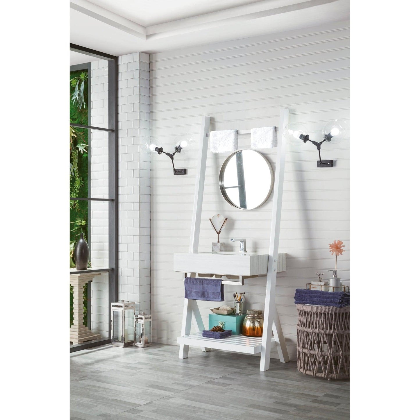 James Martin Vanities Lakeside 30" Glossy White Single Vanity With Arctic Fall Solid Surface Top