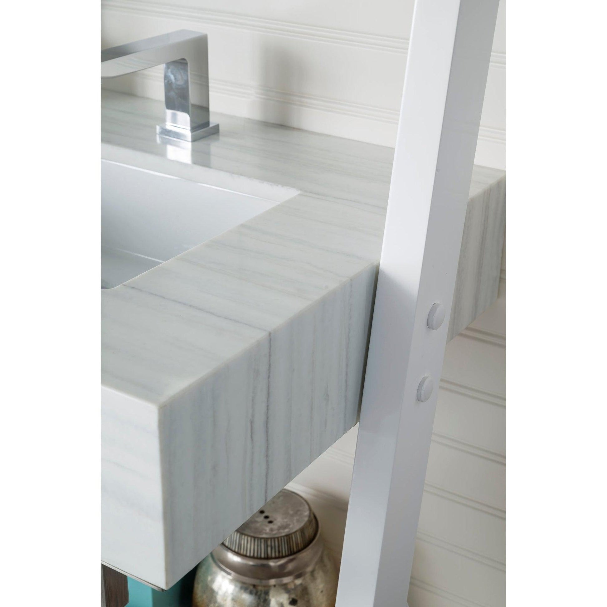 James Martin Vanities Lakeside 30" Glossy White Single Vanity With Arctic Fall Solid Surface Top