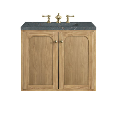 James Martin Vanities Laurent 30" Light Natural Oak Single Vanity With 3 cm Parisien Bleu Top