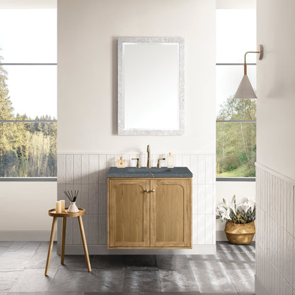 James Martin Vanities Laurent 30" Light Natural Oak Single Vanity With 3 cm Parisien Bleu Top