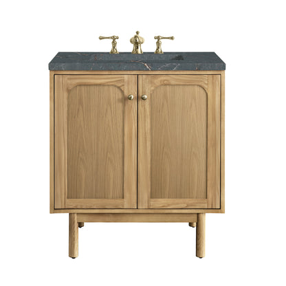 James Martin Vanities Laurent 30" Light Natural Oak Single Vanity With 3 cm Parisien Bleu Top