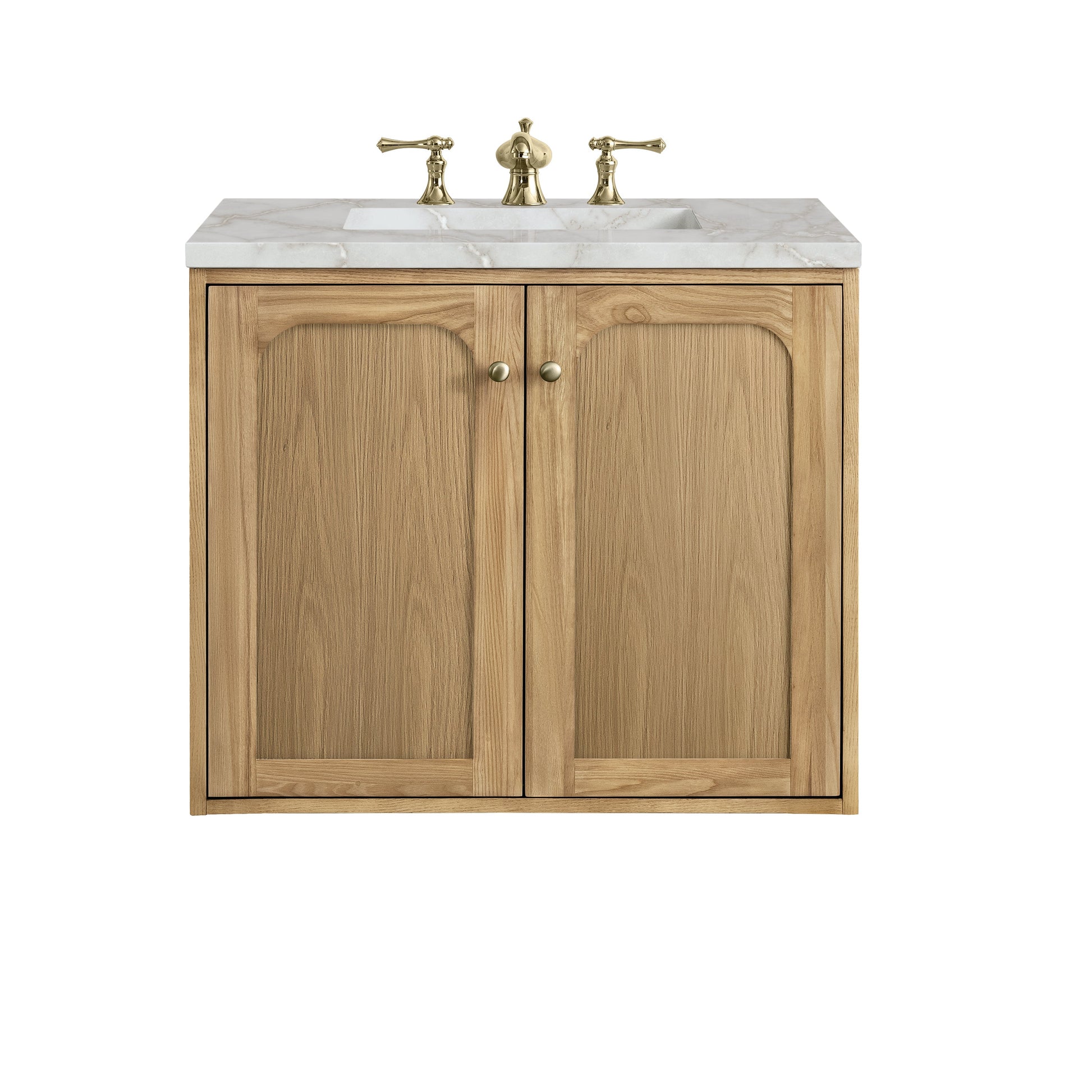 James Martin Vanities Laurent 30" Light Natural Oak Single Vanity With 3 cm Victorian Silver Top