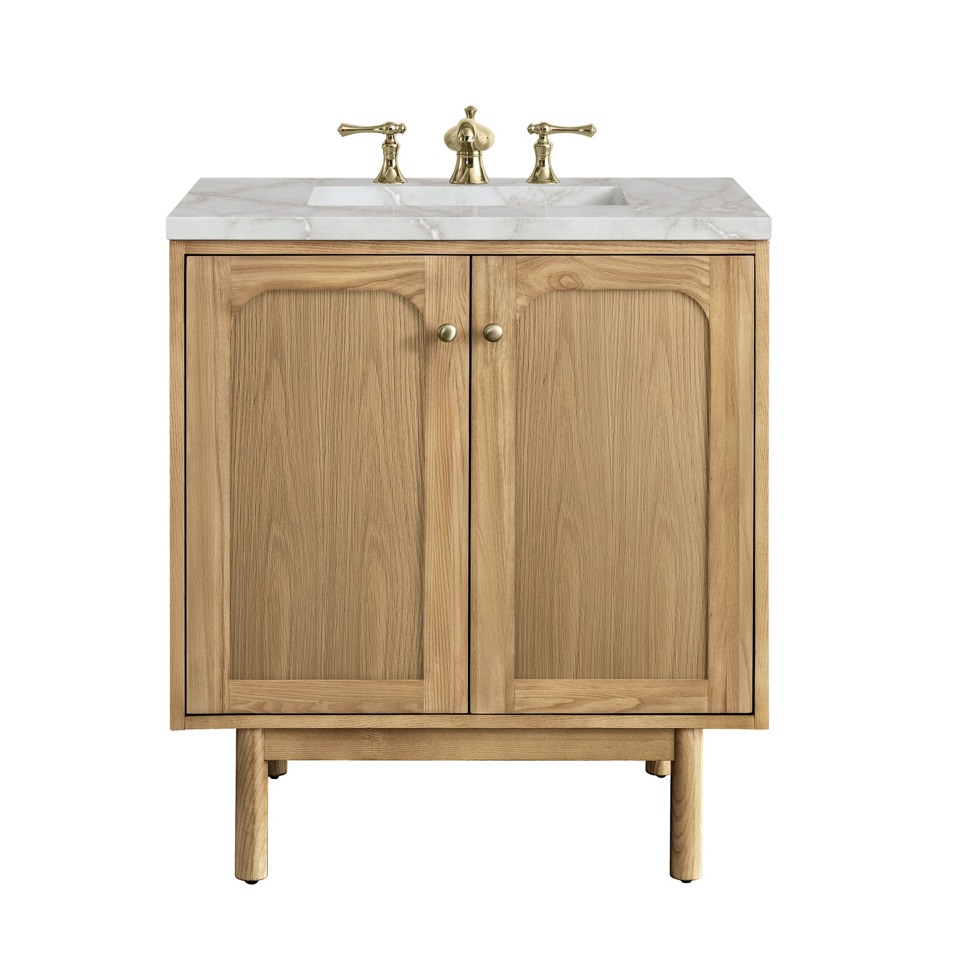 James Martin Vanities Laurent 30" Light Natural Oak Single Vanity With 3 cm Victorian Silver Top