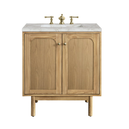 James Martin Vanities Laurent 30" Light Natural Oak Single Vanity With 3 cm Victorian Silver Top