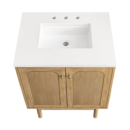 James Martin Vanities Laurent 30" Light Natural Oak Single Vanity With 3 cm White Zeus Top