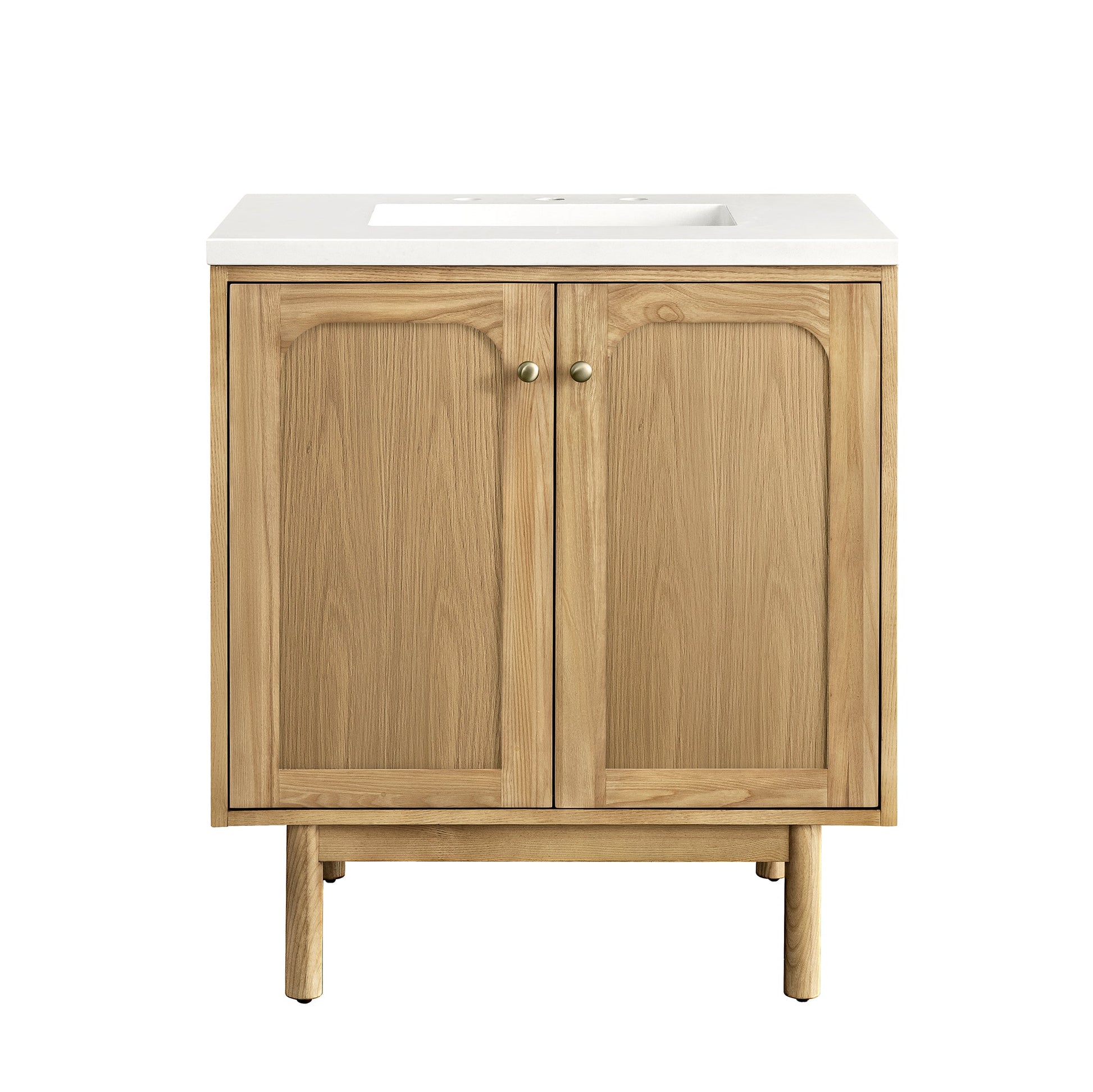 James Martin Vanities Laurent 30" Light Natural Oak Single Vanity With 3 cm White Zeus Top