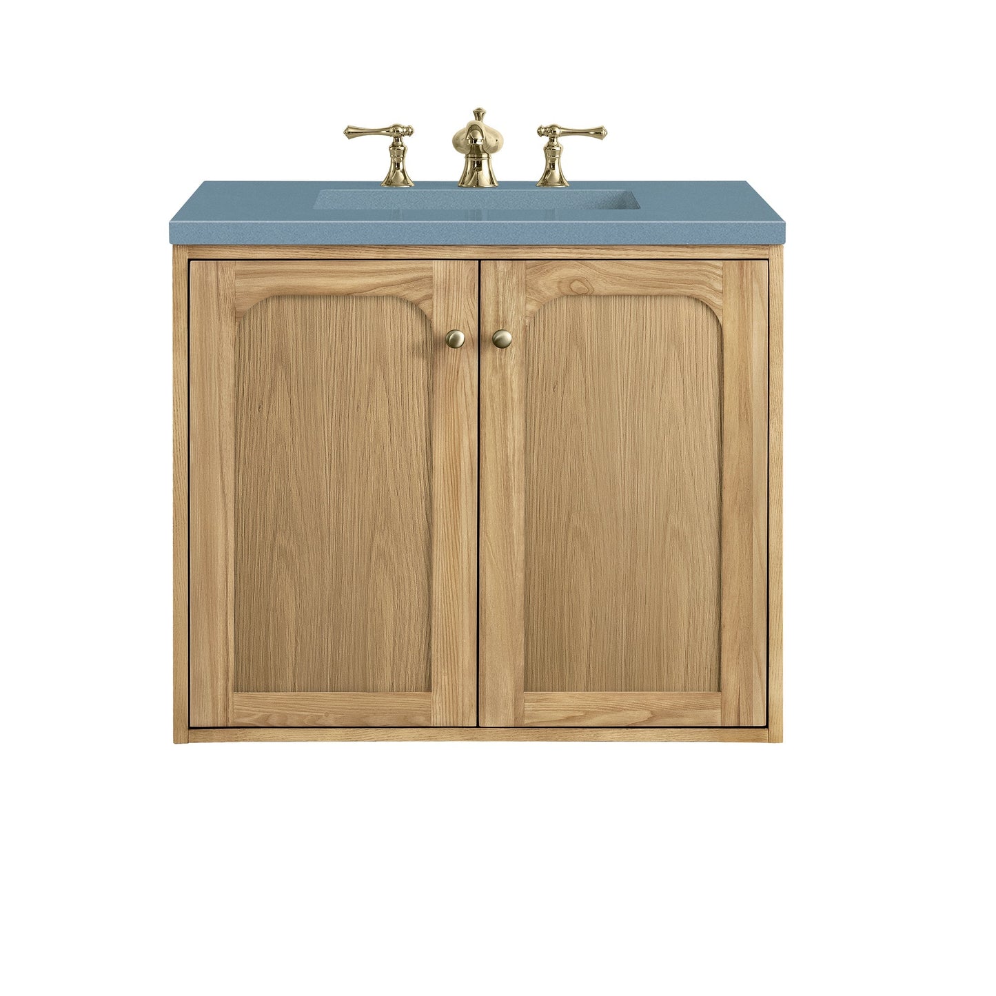 James Martin Vanities Laurent 30" Light Natural Oak Single Vanity With 3cm Cala Blue Top