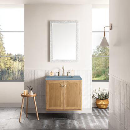 James Martin Vanities Laurent 30" Light Natural Oak Single Vanity With 3cm Cala Blue Top