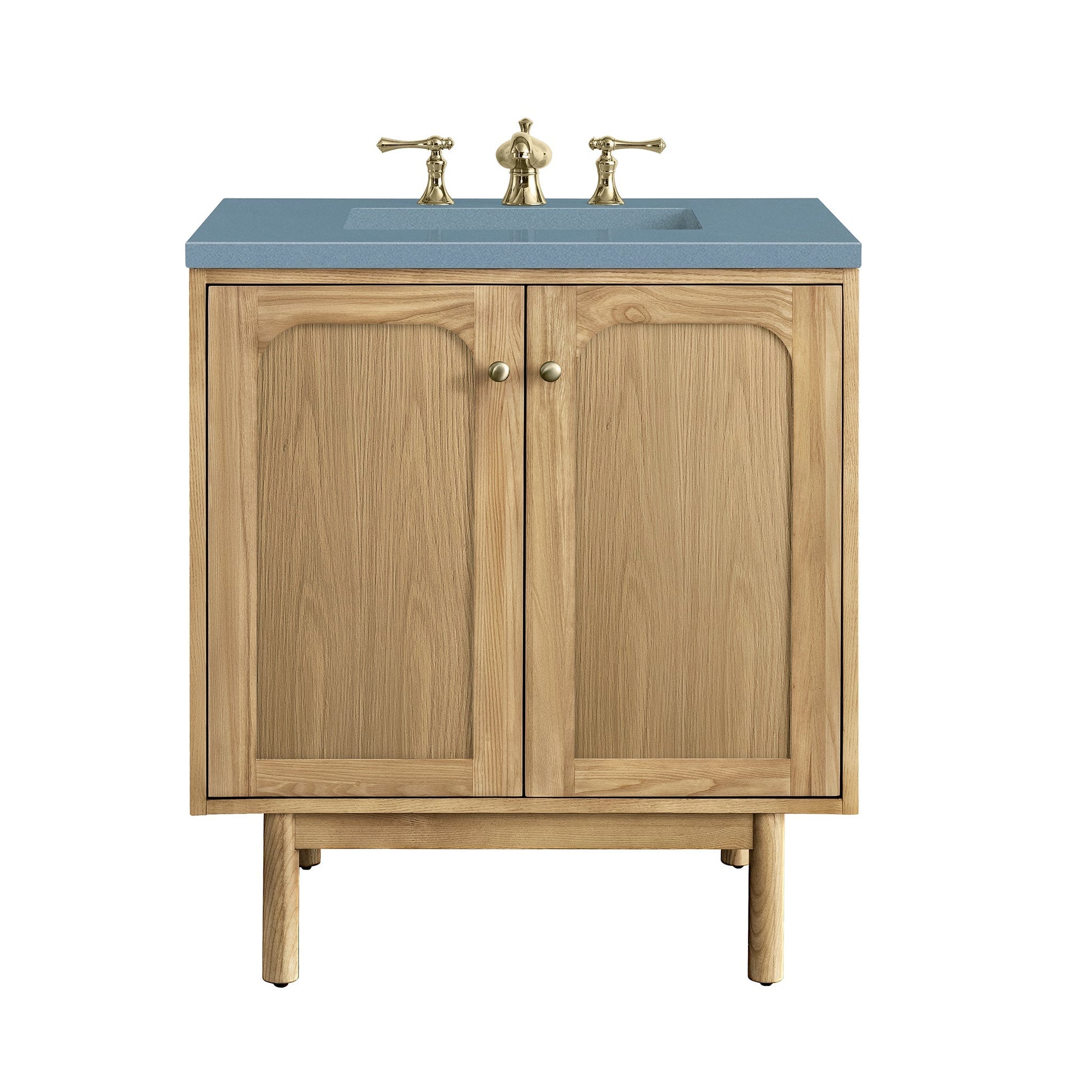 James Martin Vanities Laurent 30" Light Natural Oak Single Vanity With 3cm Cala Blue Top