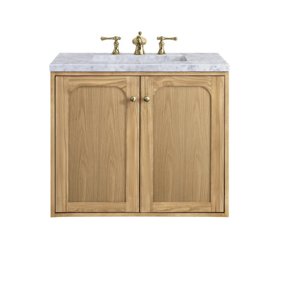 James Martin Vanities Laurent 30" Light Natural Oak Single Vanity With 3cm Carrara Marble Top