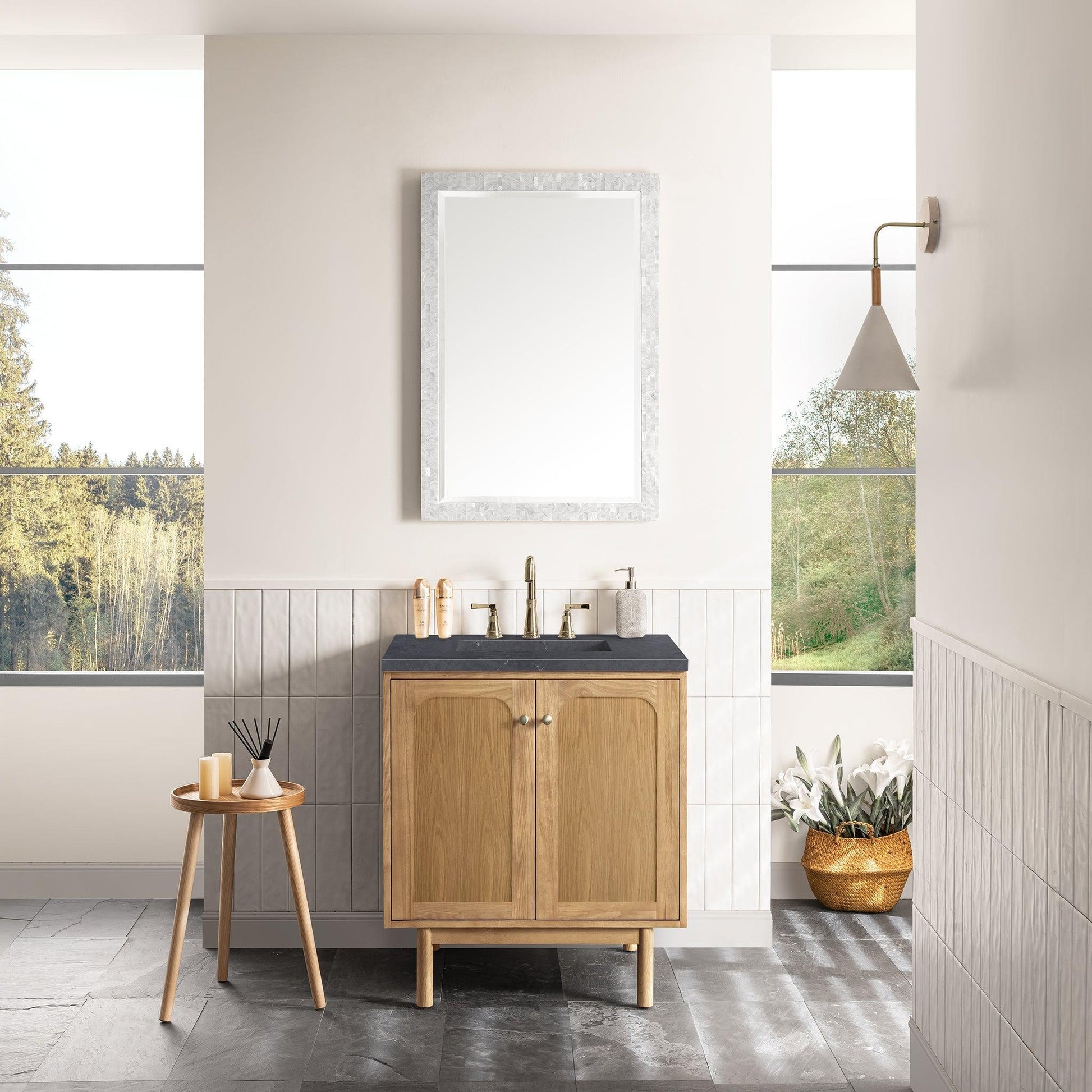 James Martin Vanities Laurent 30" Light Natural Oak Single Vanity With 3cm Charcoal Soapstone Top