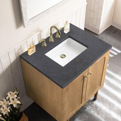 James Martin Vanities Laurent 30" Light Natural Oak Single Vanity With 3cm Charcoal Soapstone Top