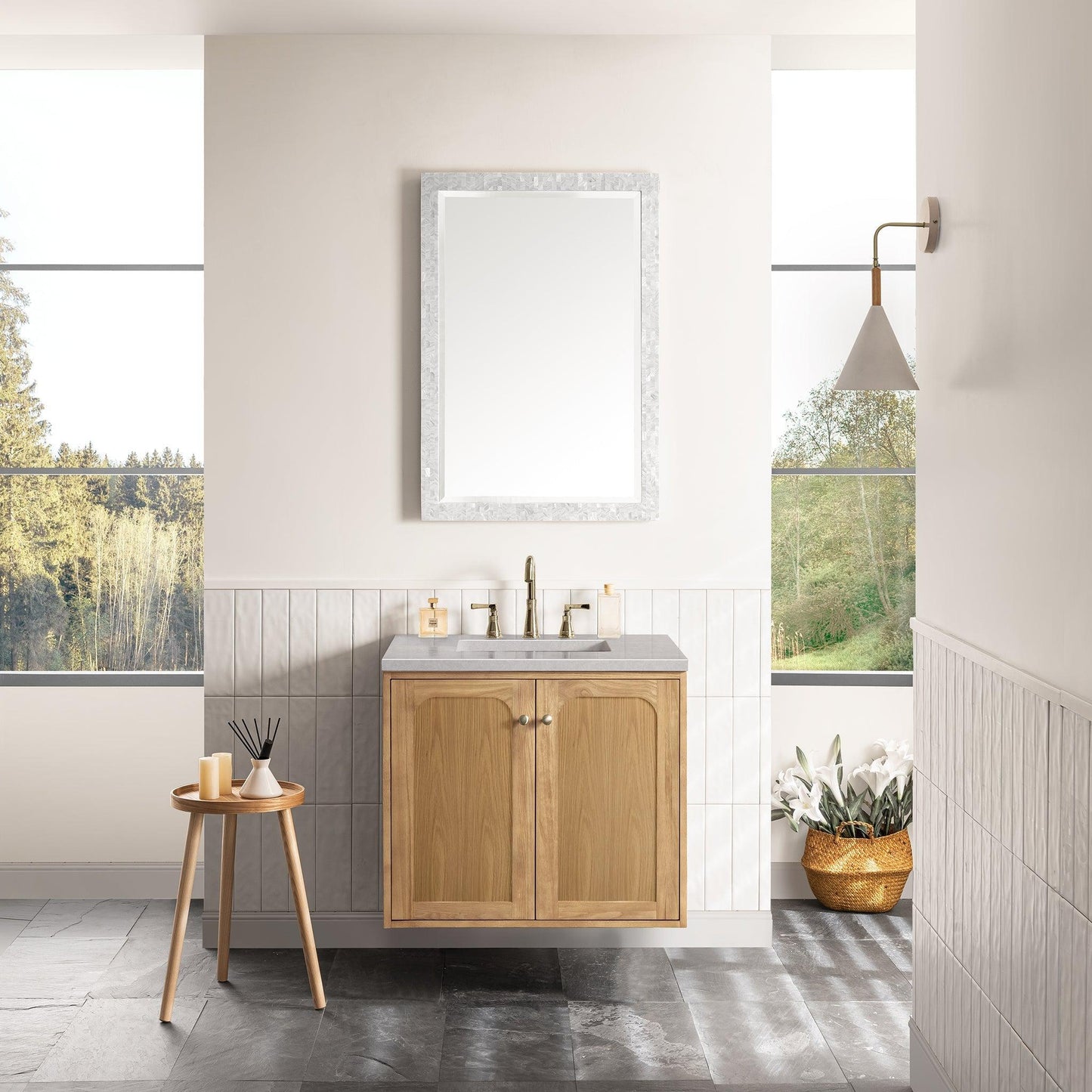 James Martin Vanities Laurent 30" Light Natural Oak Single Vanity With 3cm Eternal Serena Top