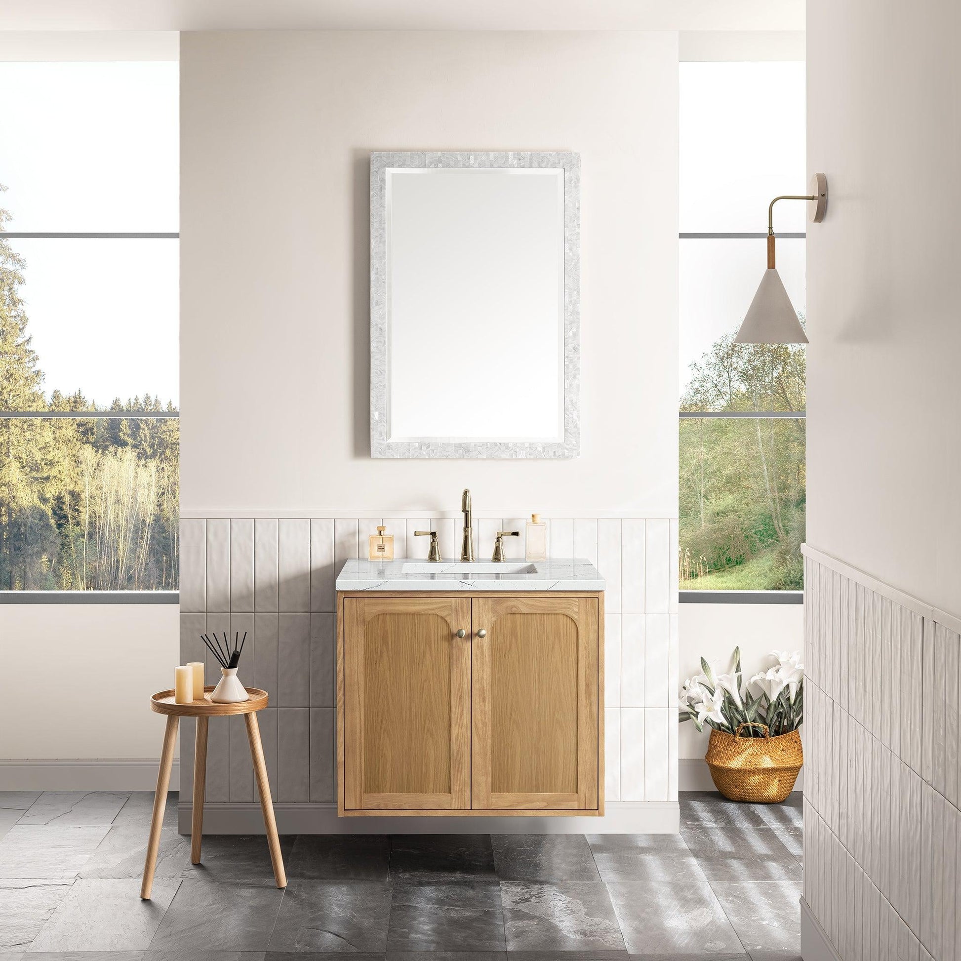 James Martin Vanities Laurent 30" Light Natural Oak Single Vanity With 3cm Ethereal Noctis Top