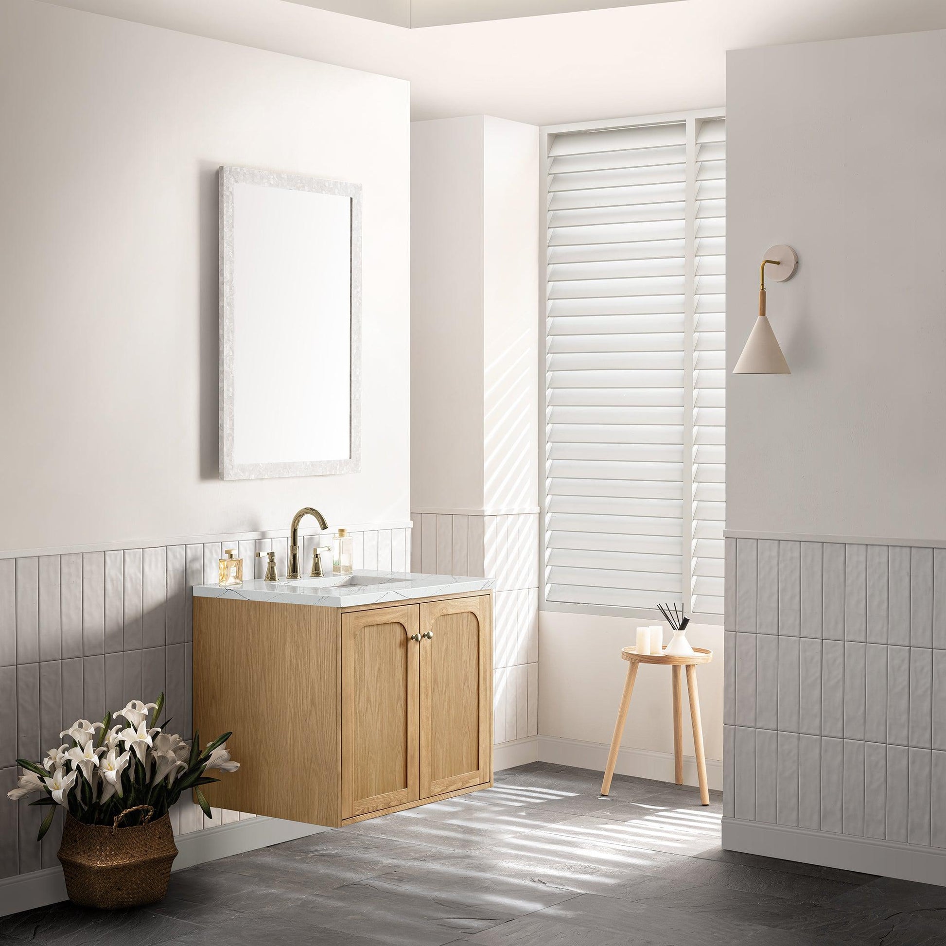 James Martin Vanities Laurent 30" Light Natural Oak Single Vanity With 3cm Ethereal Noctis Top