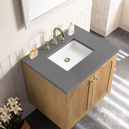 James Martin Vanities Laurent 30" Light Natural Oak Single Vanity With 3cm Grey Expo Top