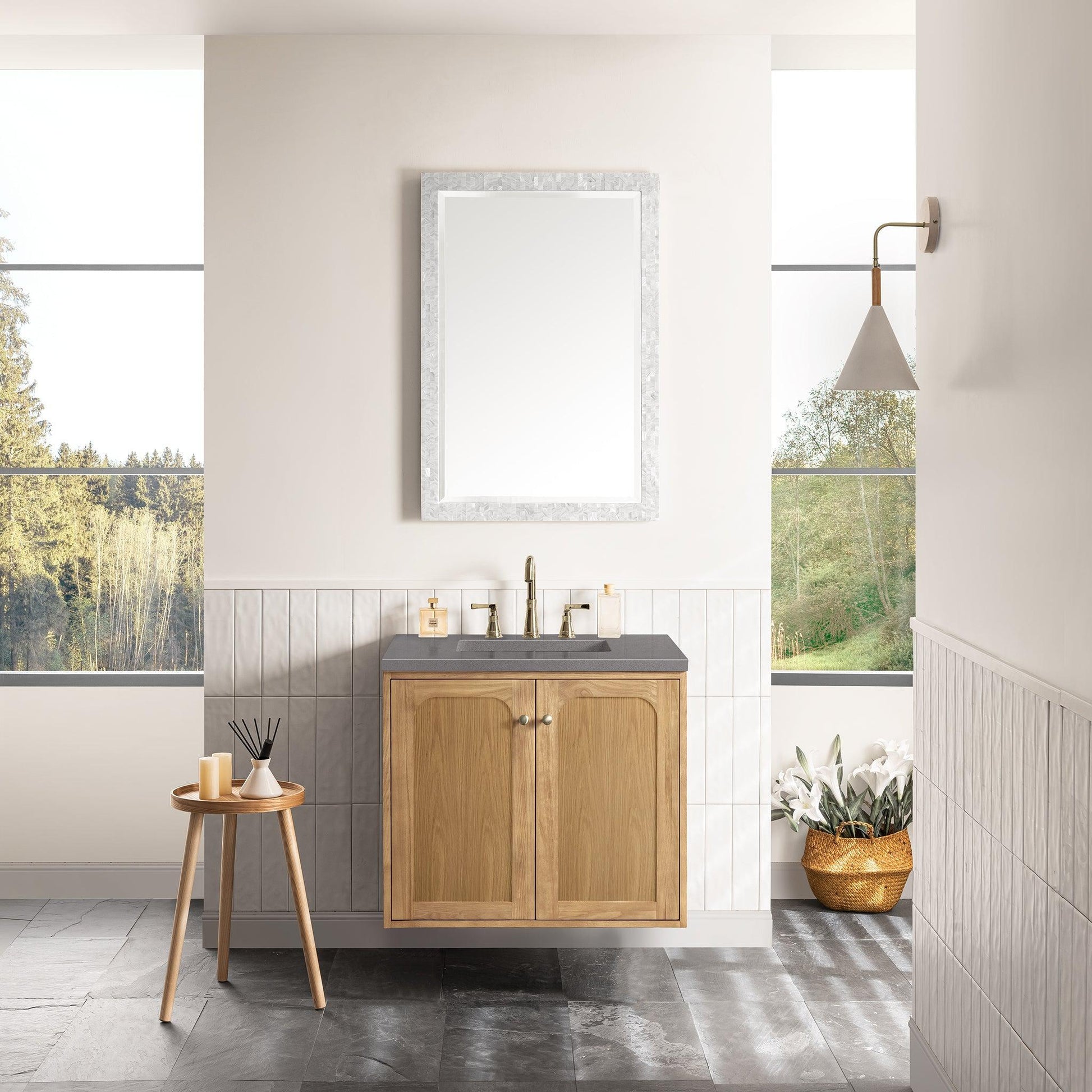 James Martin Vanities Laurent 30" Light Natural Oak Single Vanity With 3cm Grey Expo Top