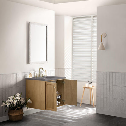 James Martin Vanities Laurent 30" Light Natural Oak Single Vanity With 3cm Grey Expo Top