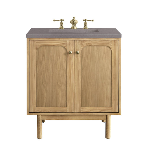 James Martin Vanities Laurent 30" Light Natural Oak Single Vanity With 3cm Grey Expo Top