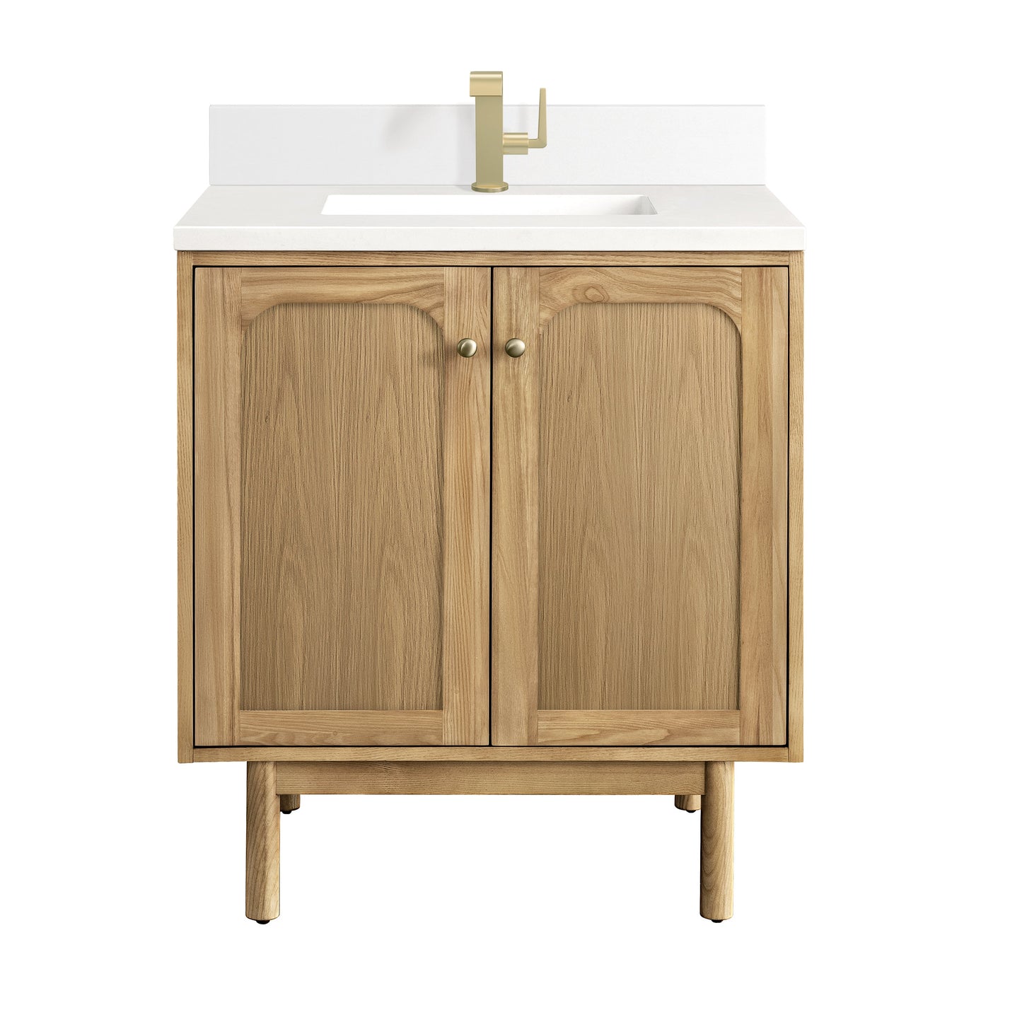 James Martin Vanities Laurent 30" Light Natural Oak Single Vanity With Single Hole 3 cm White Zeus Top & Backsplash