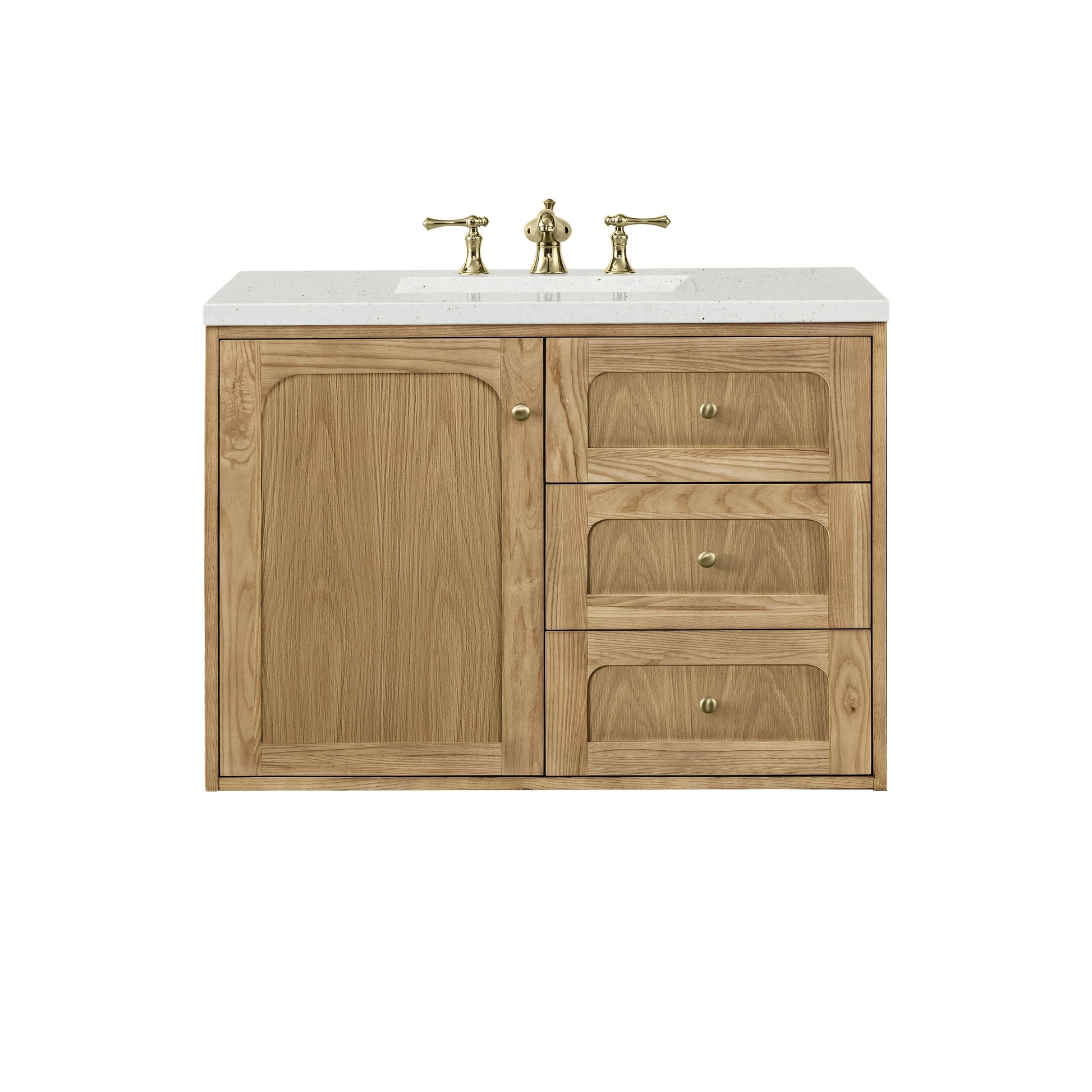 James Martin Vanities Laurent 36" Light Natural Oak Single Vanity With 3 cm Lime Delight Top