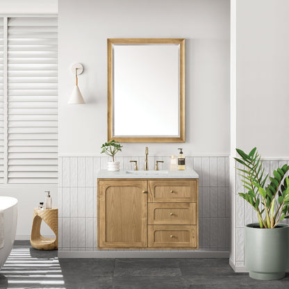 James Martin Vanities Laurent 36" Light Natural Oak Single Vanity With 3 cm Lime Delight Top