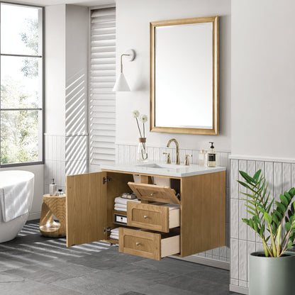 James Martin Vanities Laurent 36" Light Natural Oak Single Vanity With 3 cm Lime Delight Top