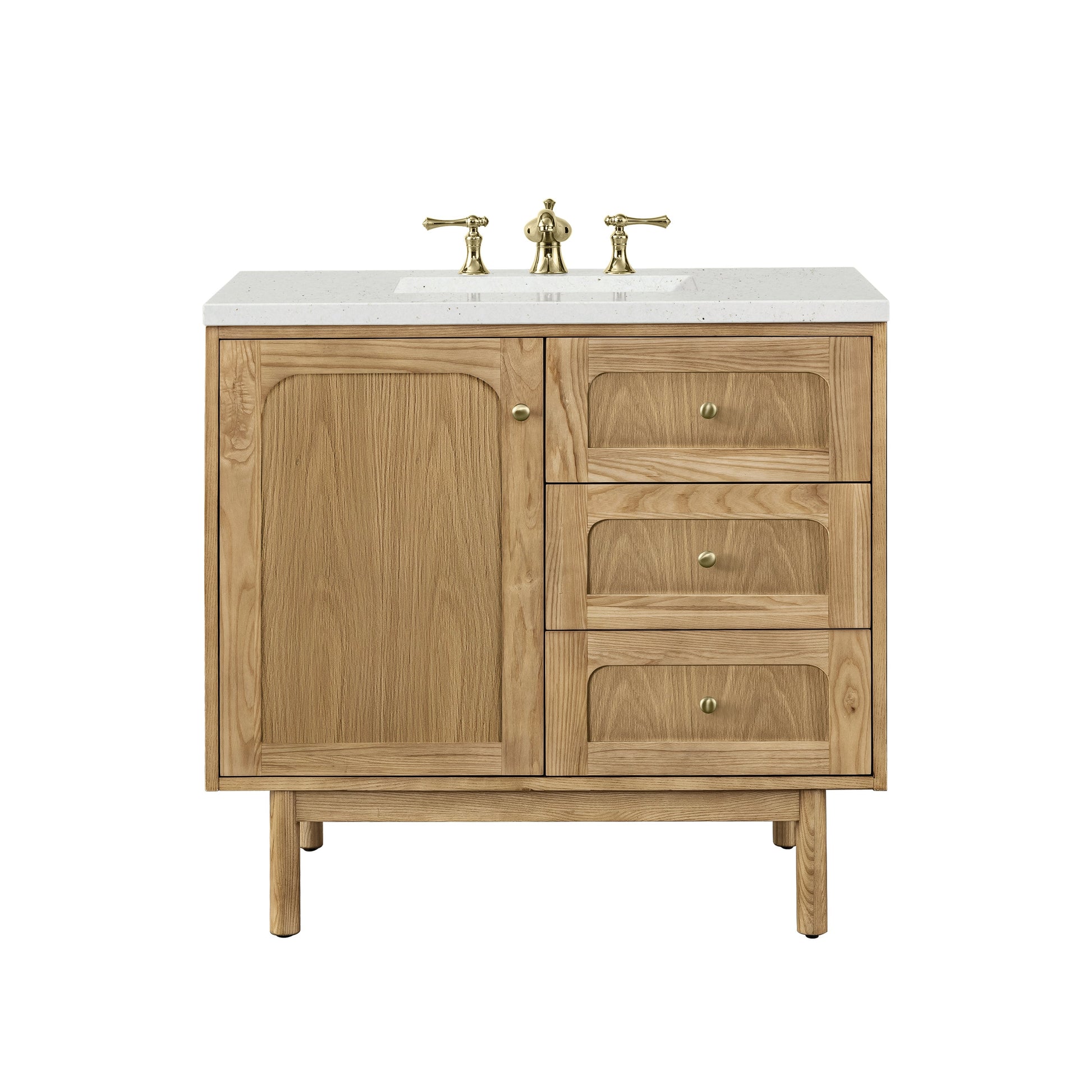 James Martin Vanities Laurent 36" Light Natural Oak Single Vanity With 3 cm Lime Delight Top